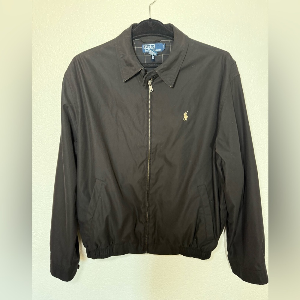 POLO RALPH LAUREN BOMBER JACKET MAN Size L Black Used Condition